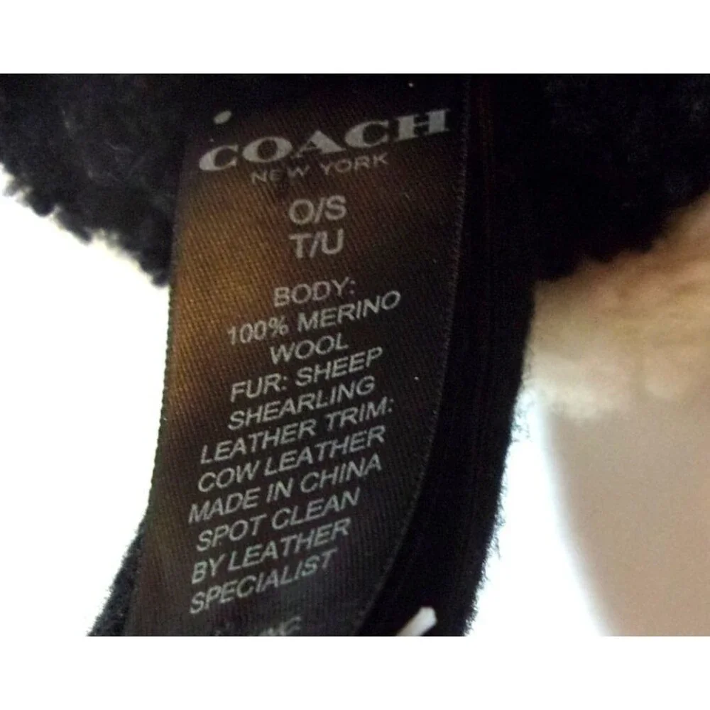 Coach Earmuffs Racoon Wool Shearling Back White OS F77730 Women Girl